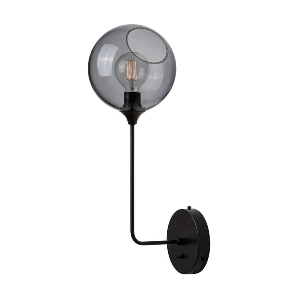 Applique murale Ballroom Long en verre, gris fumée et noir, hauteur 57 cm