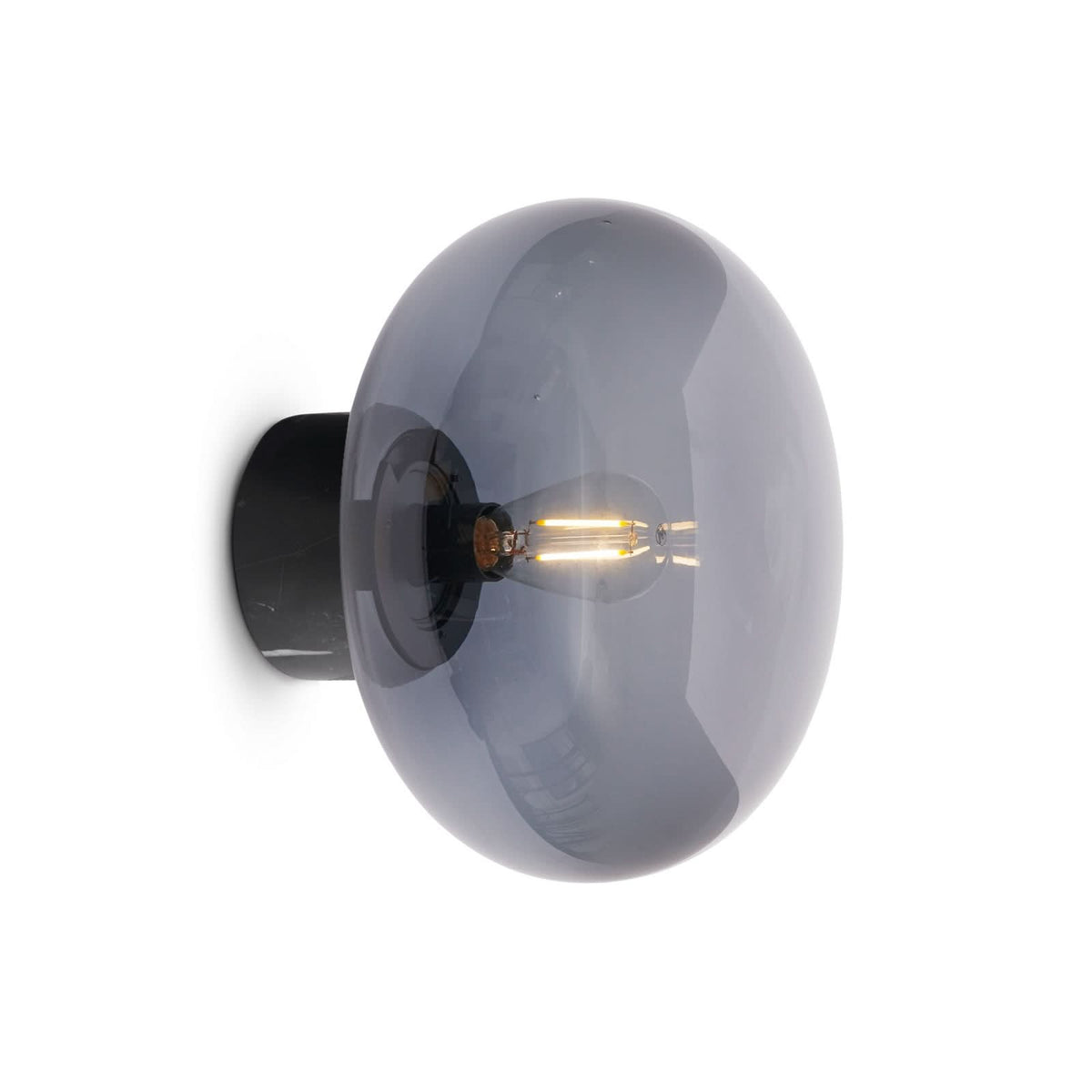 Applique murale Karl-Johan en verre, gris fumée et noir, Ø 23 cm, IP44