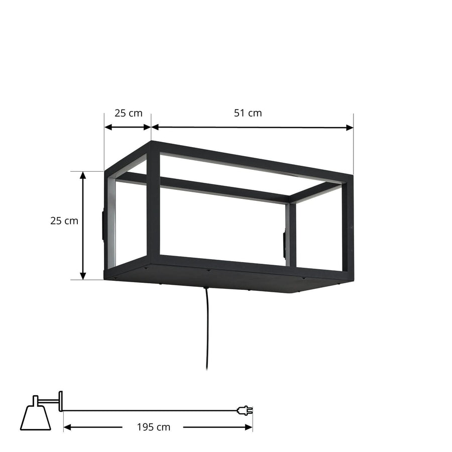 Applique murale LED Birta en métal, noir, hauteur 25 cm