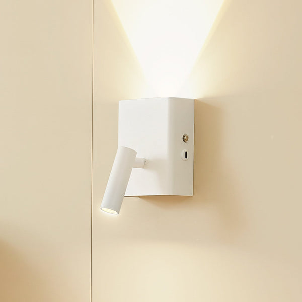 Applique murale LED rechargeable Agit en métal, blanc, hauteur 14,5 cm