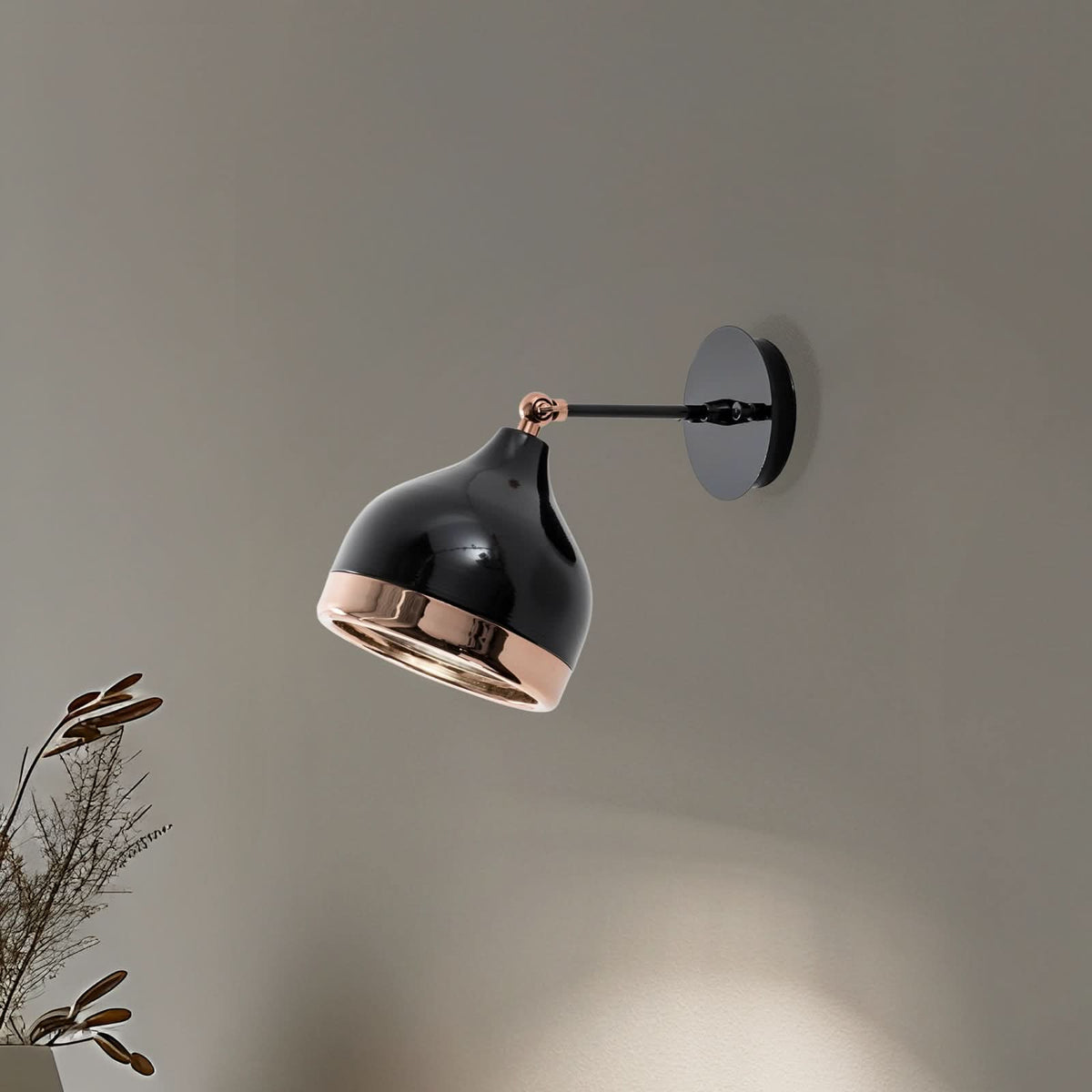 Applique murale Yildo 6901 en métal, noir cuivré, hauteur 25 cm