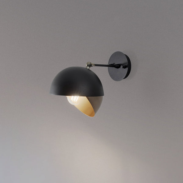 Applique murale Berceste 252-A en métal, noir doré, hauteur 25 cm
