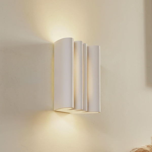 Applique murale Novali en plâtre, blanc, 2 lumières, hauteur 25,7 cm