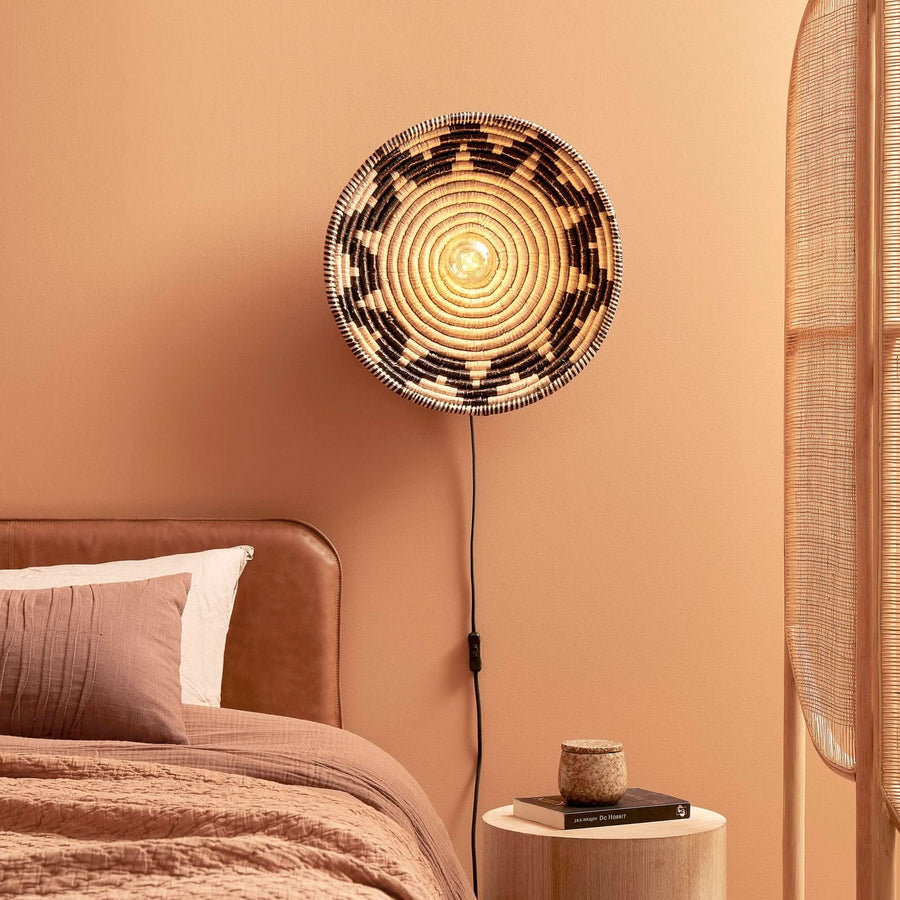 Applique murale Andros en métal, marron clair et noir, Ø 45 cm, 60 W