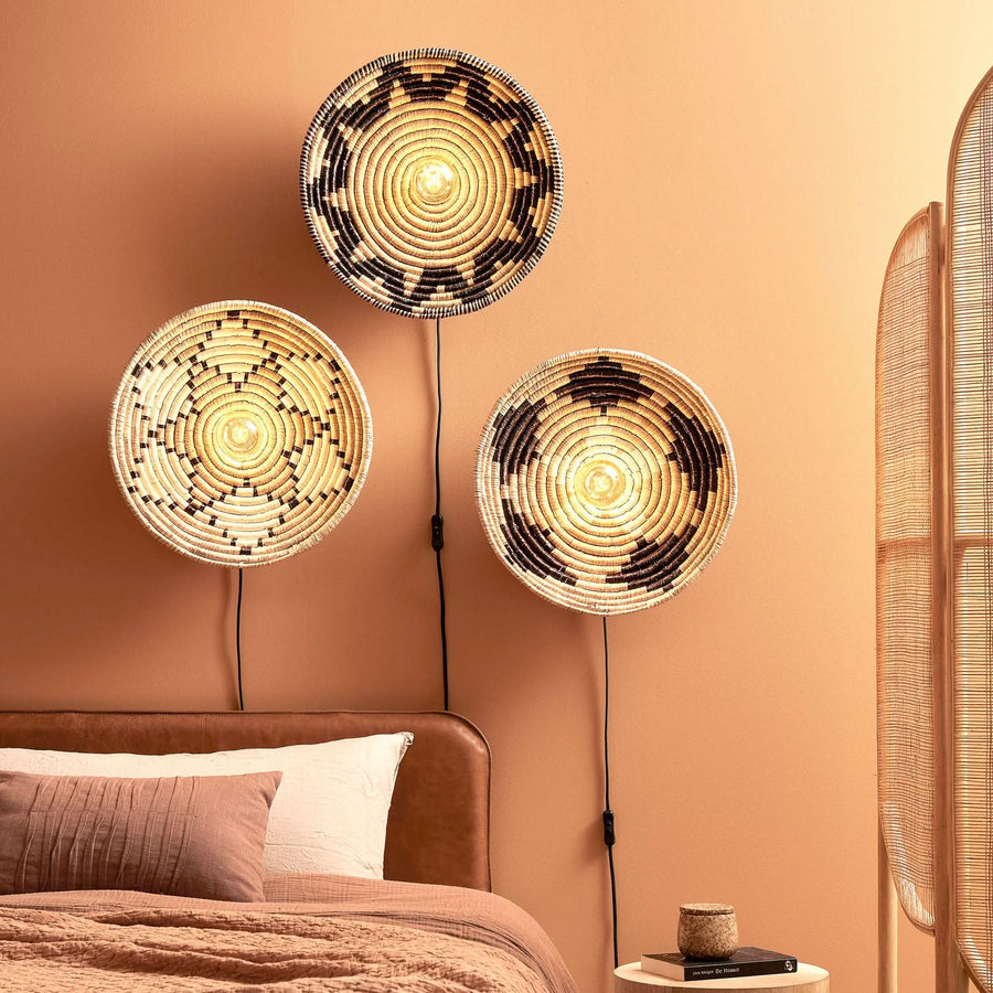 Applique murale Andros en métal, marron clair et blanc, Ø 45 cm