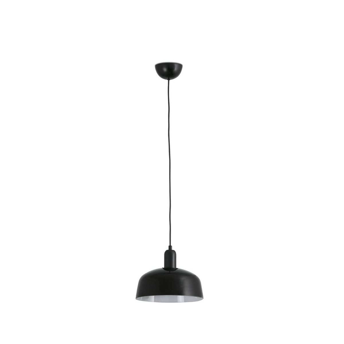 Vue produit isolée de la suspension noire avec rosace et câble.