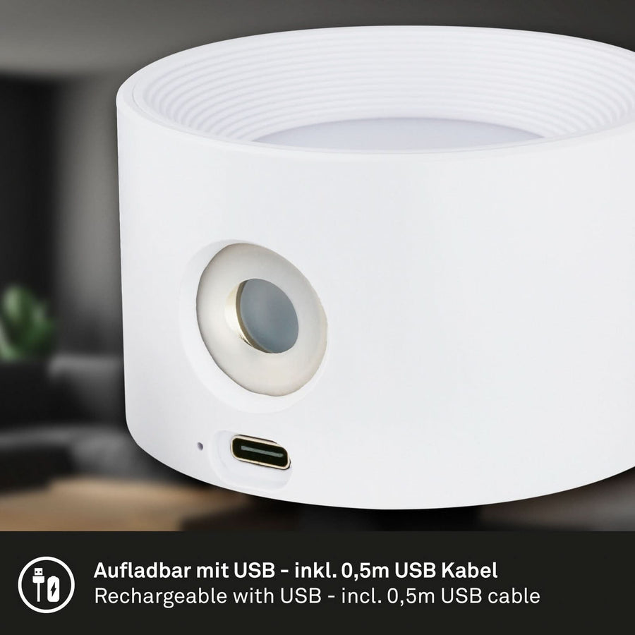 Applique murale LED rechargeable Tari, blanc, hauteur 4,5 cm