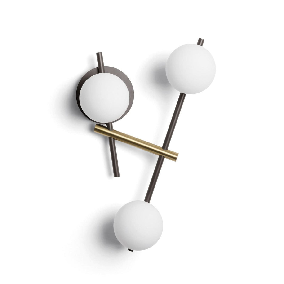 Applique murale Kika en verre, noir et blanc, 3 lumières, hauteur 16 cm