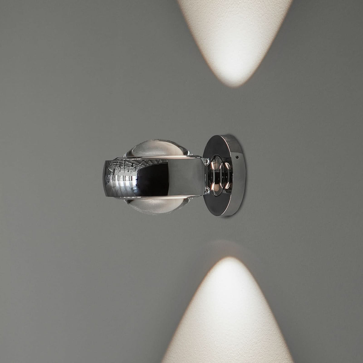 Applique murale LED Optic en verre, chromé brillant, Ø 12 cm
