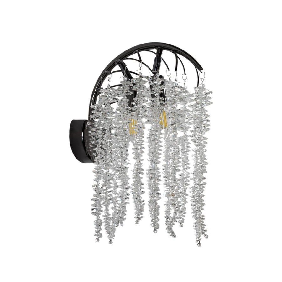Applique murale Grape en cristal, transparent et noir dichroïque, 2 lumières, hauteur 42 cm