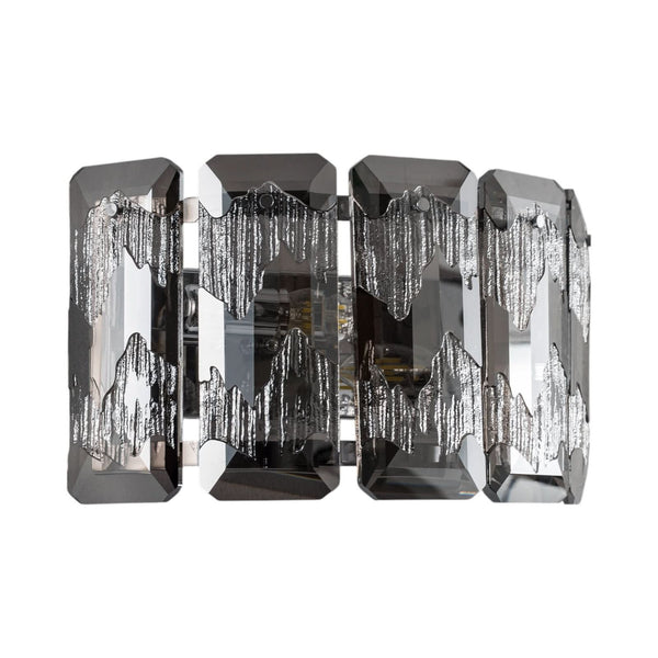 Applique murale Orvin en verre, transparent et chromé, 2 lumières, hauteur 20 cm