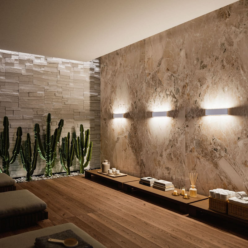 Applique murale LED Satori en aluminium, blanc, hauteur 8 cm, 2700 K, 24 W