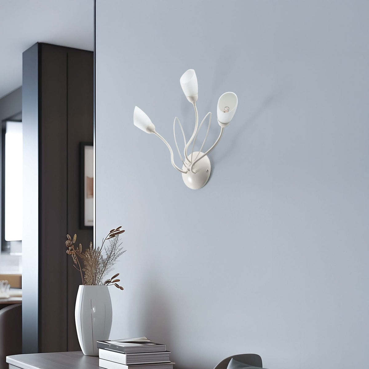 Applique murale Gloriosa en verre, sable, 3 lumières, hauteur 44 cm