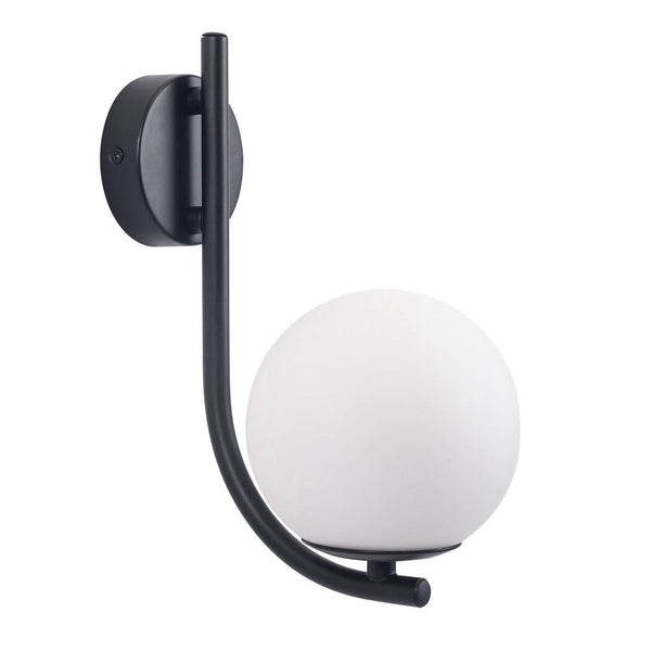 Applique murale Sfera Single en aluminium, noir, hauteur 24,8 cm, IP44