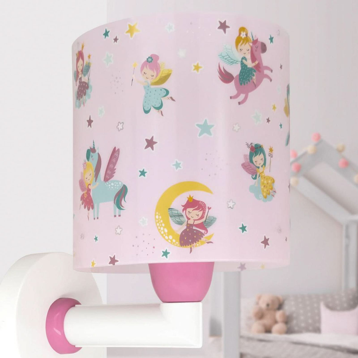 Applique murale Fairy Dreams, rose et blanc, hauteur 24 cm