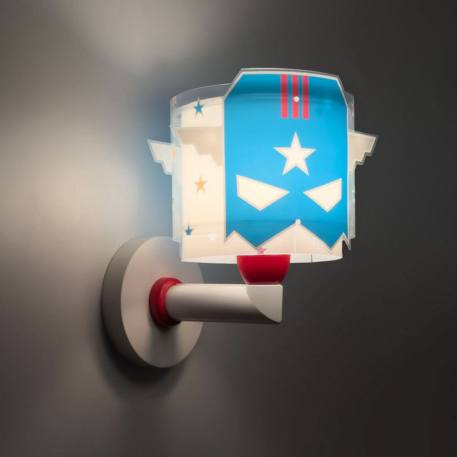 Applique murale Blue Hero, blanc et bleu, hauteur 24 cm