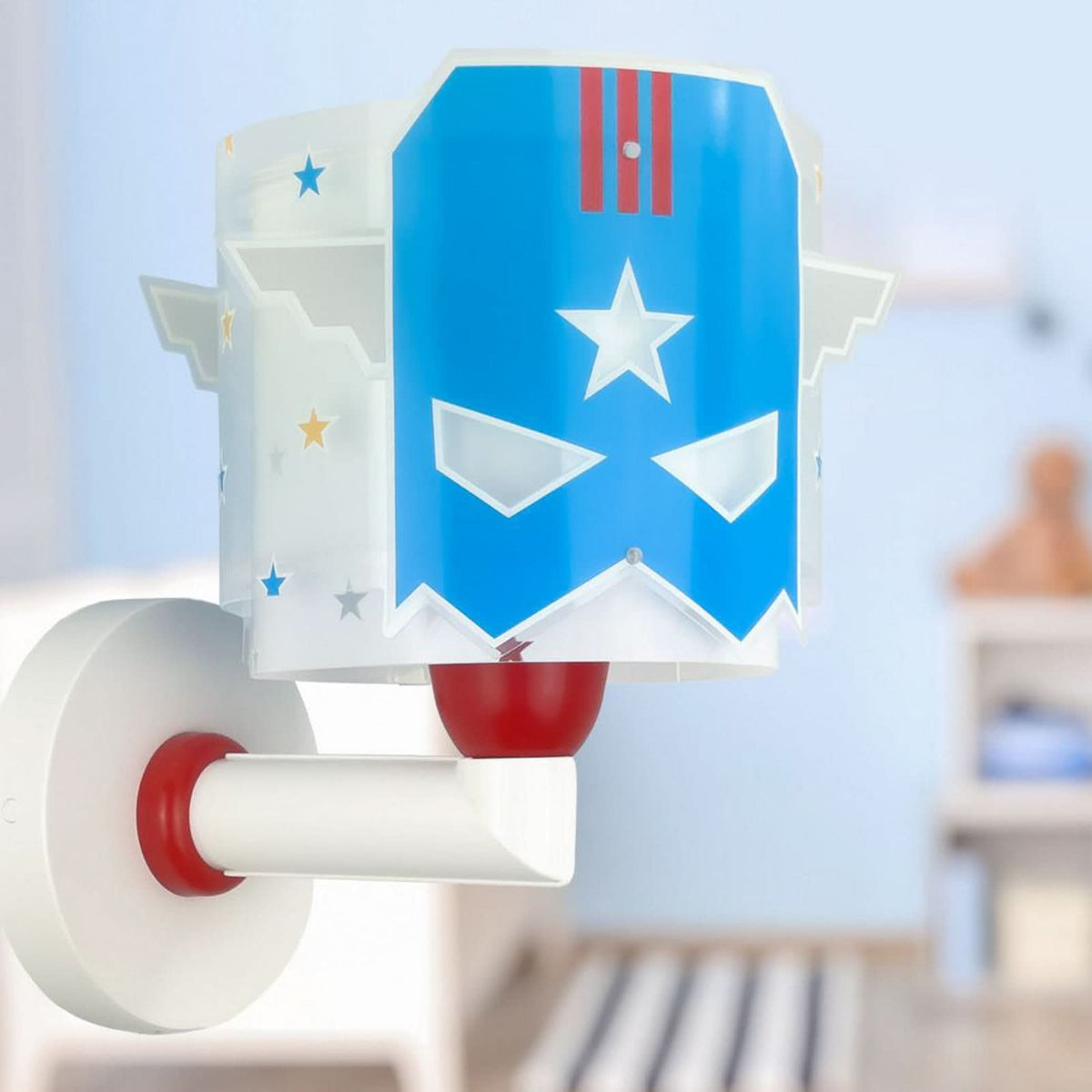 Applique murale Blue Hero, blanc et bleu, hauteur 24 cm