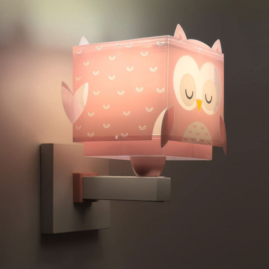 Applique murale Little Owl, rose et blanc, hauteur 25,5 cm