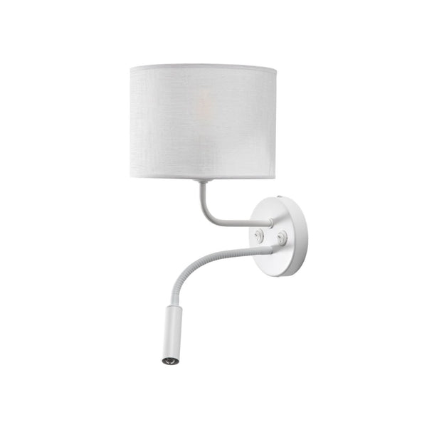 Applique murale Roller en tissu, blanc structuré et blanc, 2 lumières, Ø 20 cm