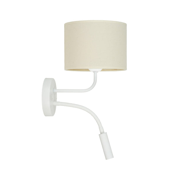 Applique murale Roller en tissu, beige structuré et blanc, 2 lumières, Ø 20 cm, 15 W, hauteur 30 cm, modèle 2