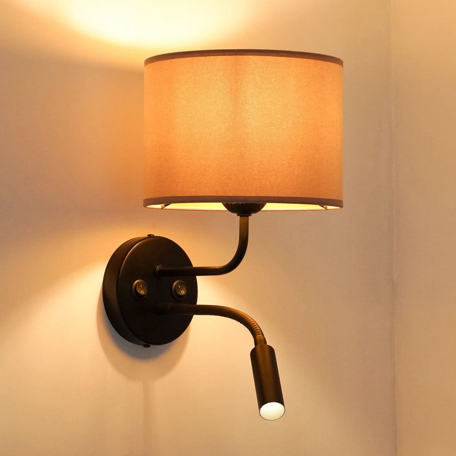 Applique murale Roller en velours, beige et noir, 2 lumières, Ø 20 cm