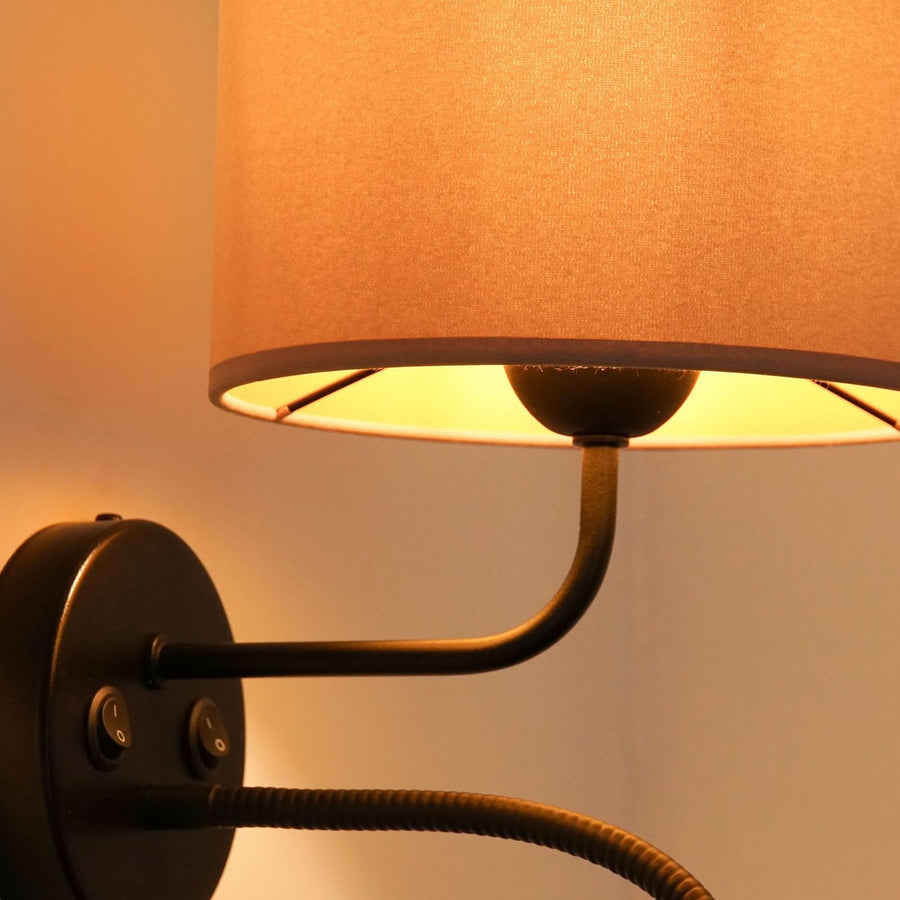 Applique murale Roller en velours, beige et noir, 2 lumières, Ø 20 cm