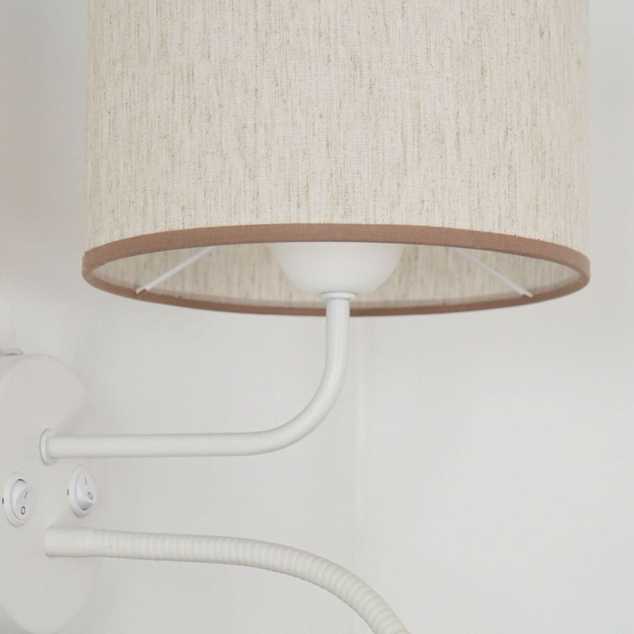 Applique murale Roller en coton, blanc et crème, 2 lumières, hauteur 30 cm