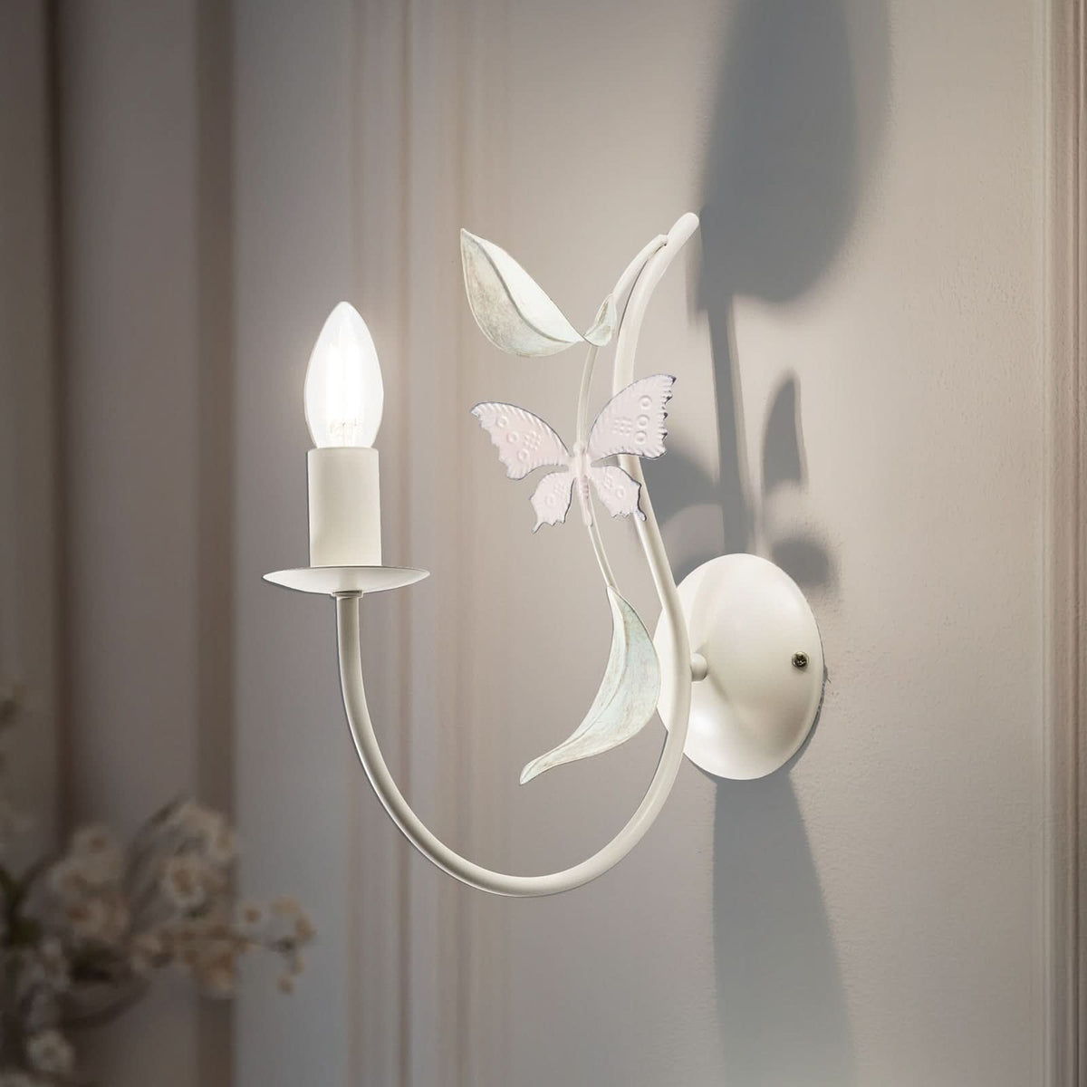 Applique murale Summer en acier, blanc, hauteur 35 cm
