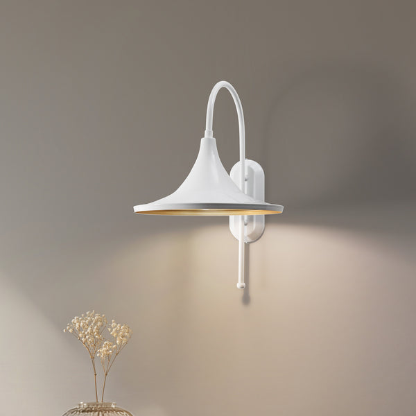 Applique murale Enjolino en métal, blanc, hauteur 48 cm