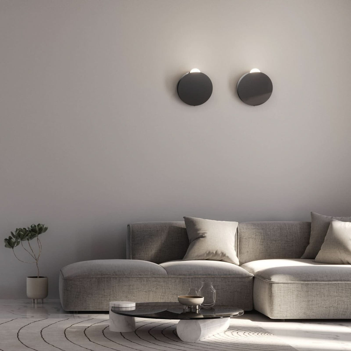 Applique murale LED Akoya en verre, anthracite, Ø 30 cm