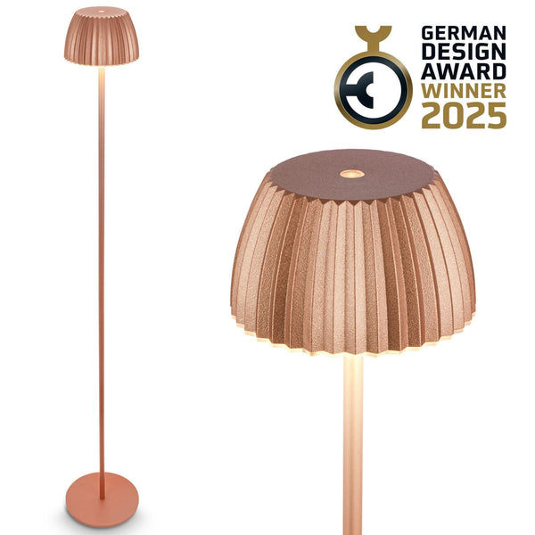Lampadaire d'extérieur LED rechargeable Brilo en métal, cuivré, Ø 19 cm, IP44