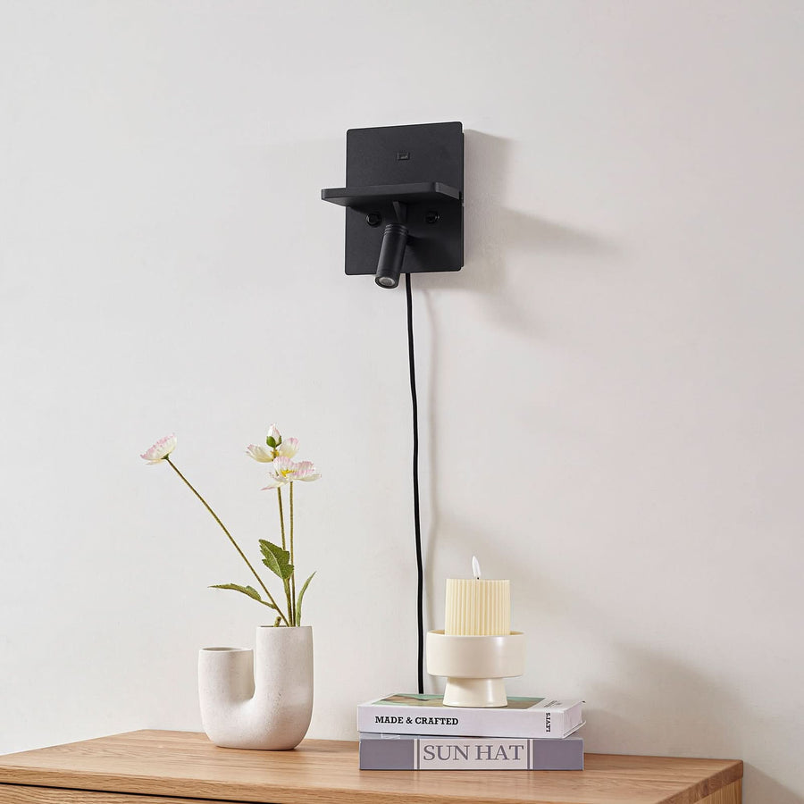 Applique murale LED Auden en métal, noir, 2 lumières, hauteur 22 cm