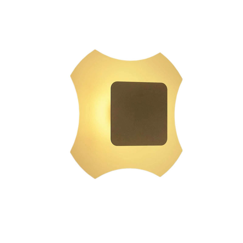Applique murale LED Ornato Square en aluminium, doré et marron, hauteur 34,2 cm