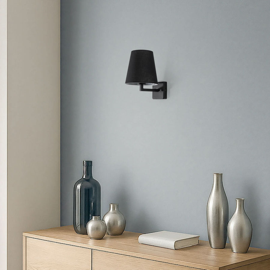 Applique murale Profil en tissu, noir, Ø 18 cm