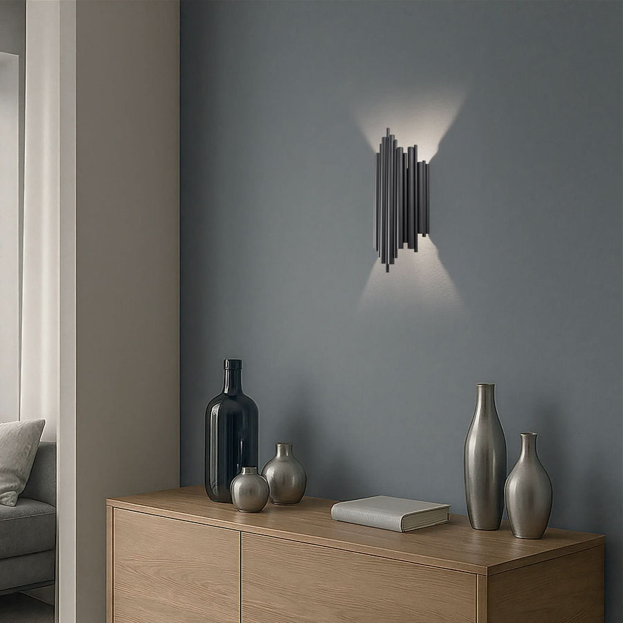 Applique murale Reis en métal, noir, hauteur 50 cm