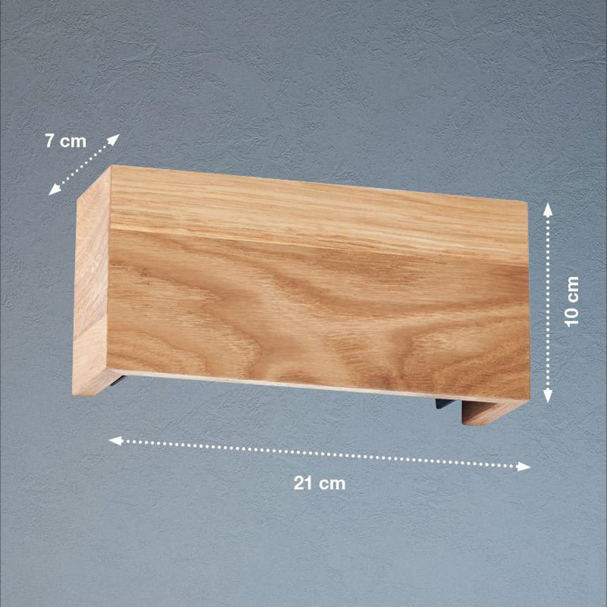 Applique murale LED Shine-Wood en chêne, noir, hauteur 10 cm