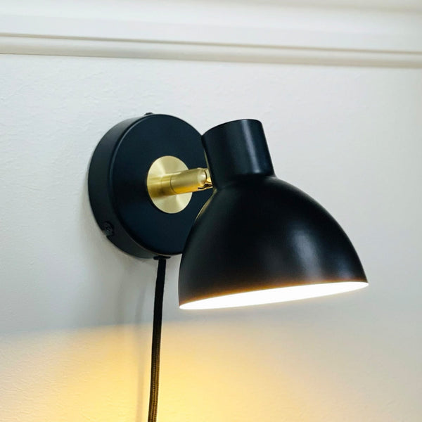 Applique murale Lilje en métal, noir et laiton, Ø 12 cm
