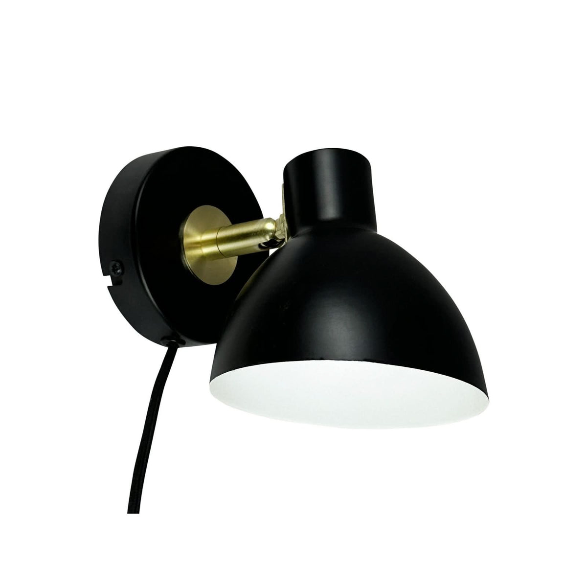 Applique murale Lilje en métal, noir et laiton, Ø 12 cm