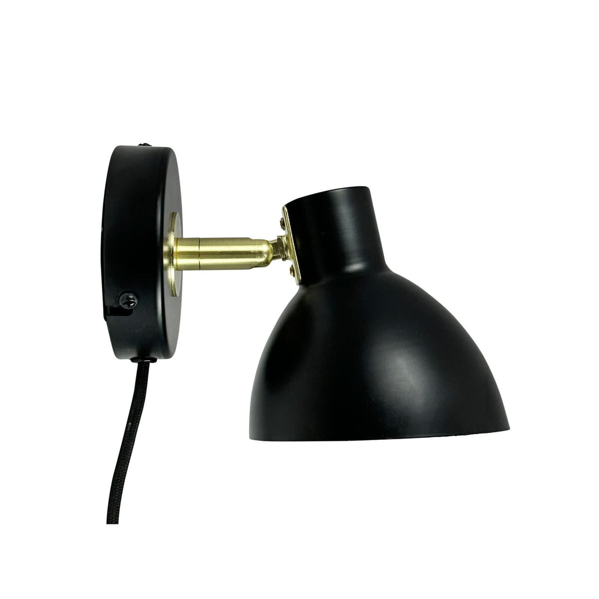Applique murale Lilje en métal, noir et laiton, Ø 12 cm