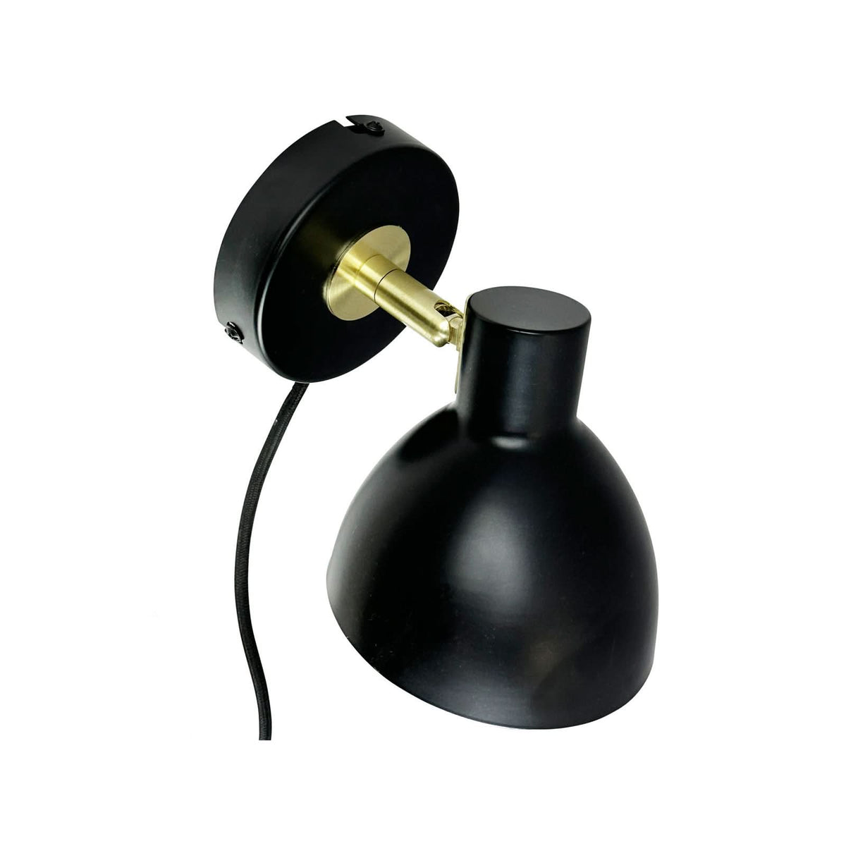 Applique murale Lilje en métal, noir et laiton, Ø 12 cm