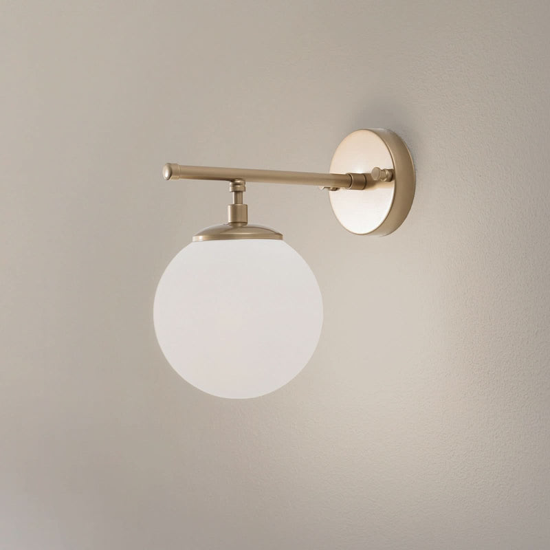Applique murale Roe en verre, doré brillant et blanc satiné, hauteur 24 cm