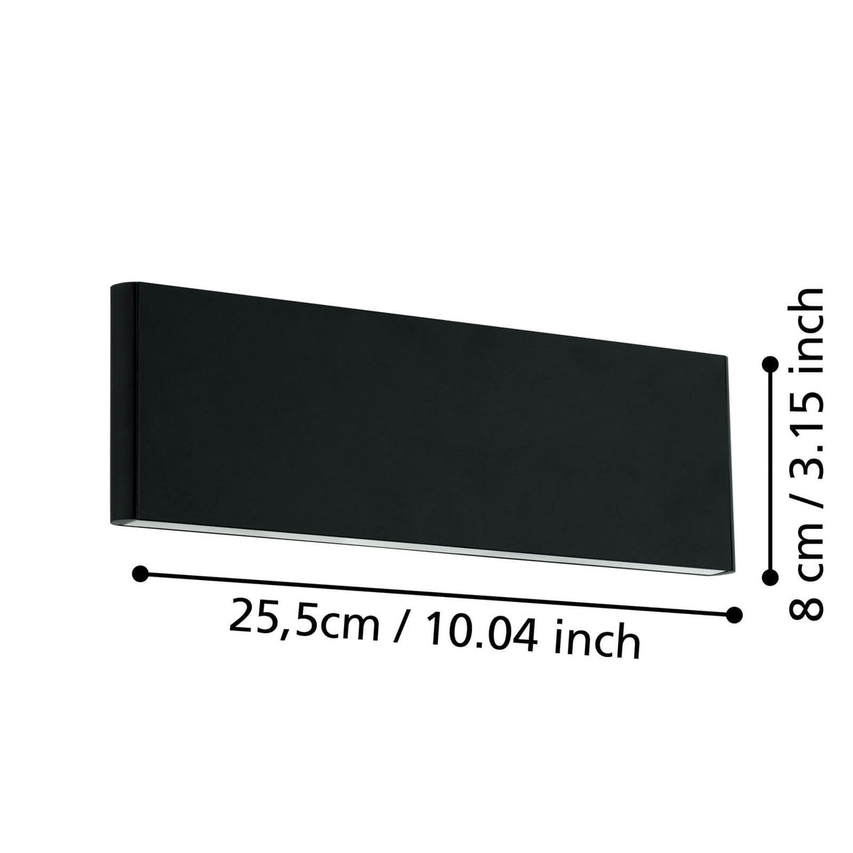 Applique murale LED Eglo Climene en aluminium, noir, hauteur 8 cm