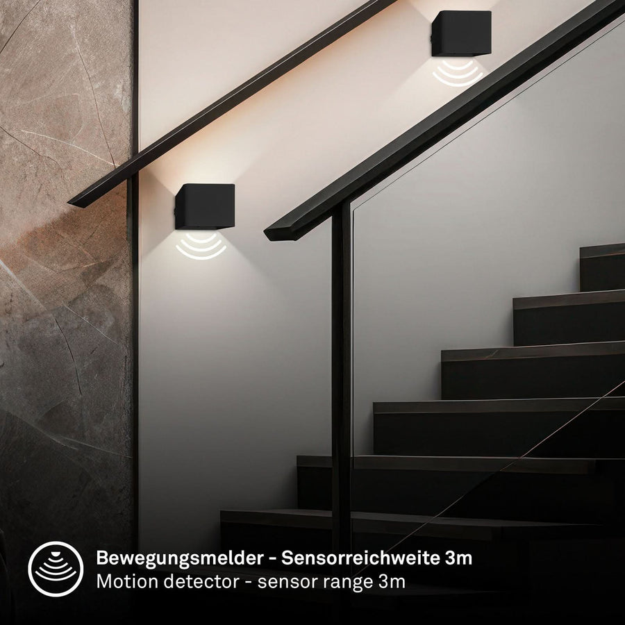 Applique murale LED rechargeable Barro en métal, noir mat, hauteur 10 cm