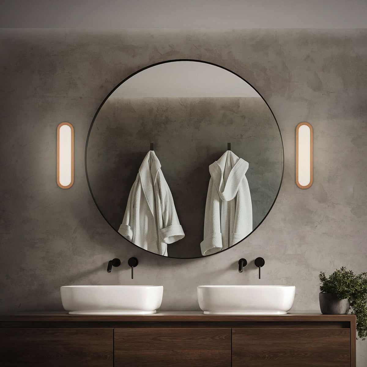Applique murale LED Pil, bois, hauteur 9 cm, IP44