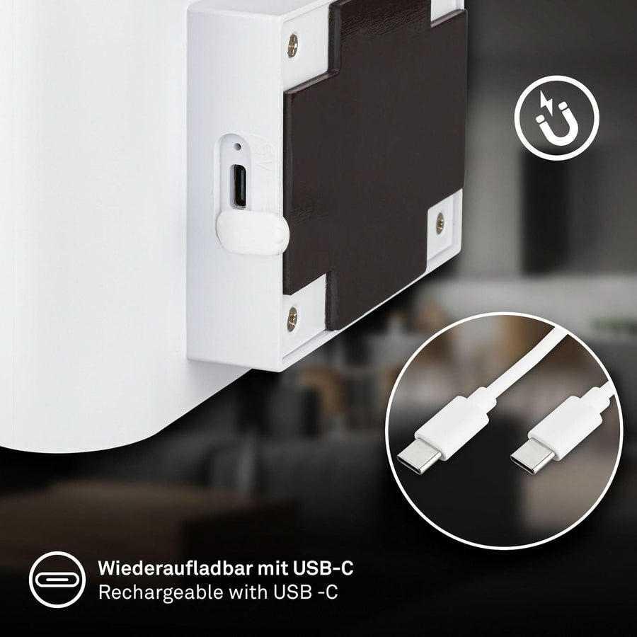 Applique murale LED rechargeable Chat, blanc mat, hauteur 9,5 cm
