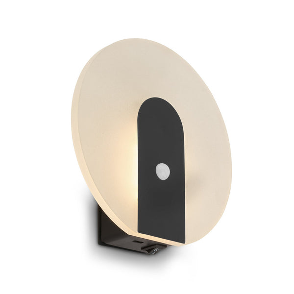 Applique murale LED rechargeable Taro en métal, noir mat, Ø 15 cm
