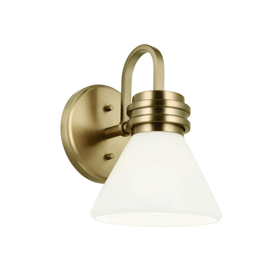 Applique murale Farum 1 en verre, bronze et blanc, hauteur 24 cm, IP44