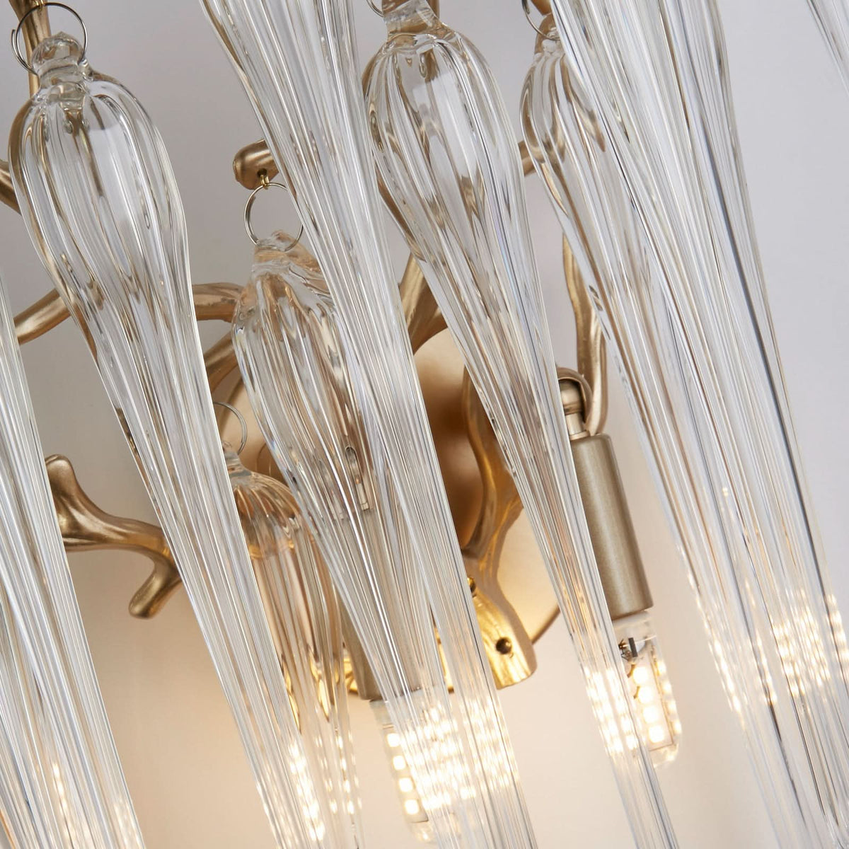 Applique murale Heritage en verre, transparent et laiton, 2 lumières, hauteur 42 cm