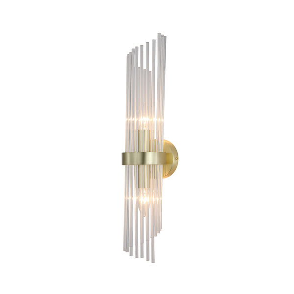 Applique murale Lara en verre, transparent et doré, 2 lumières, hauteur 56 cm