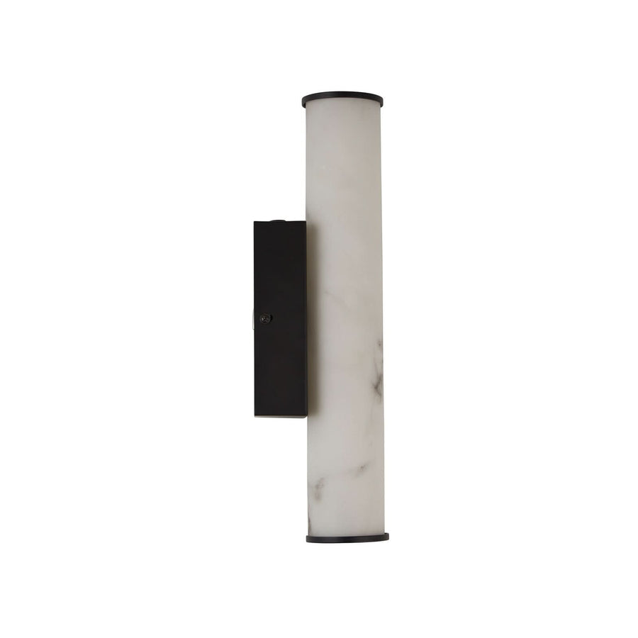 Applique murale LED Wales en acier, noir et blanc marbré, hauteur 35 cm, IP44